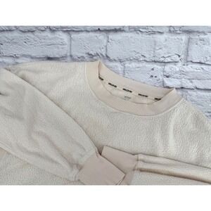 Aerie Chilled Out Textured Sweatshirt Top Cream/Beige Sz S Crewneck Long Sleeve